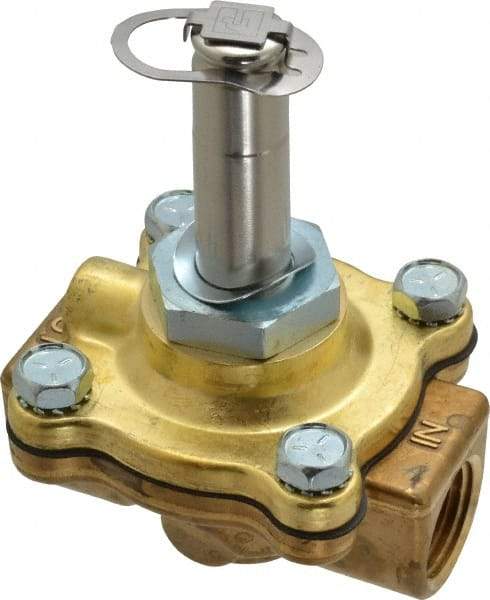 Parker - 1/2" Port, Two Way, Piloted Diaphragm, Brass Solenoid Valve - Normally Closed, 150 Max PSI, NBR Seal - Apex Tool & Supply