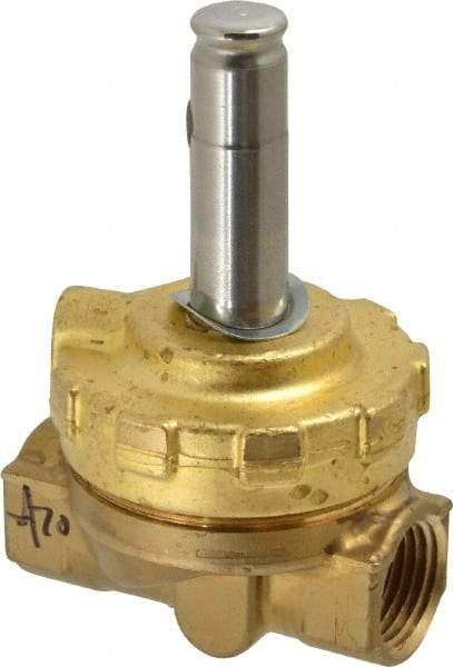 Parker - 1/2" Port, Two Way, Piloted Diaphragm, Brass Solenoid Valve - Normally Closed, 300 Max PSI, NBR Seal - Apex Tool & Supply