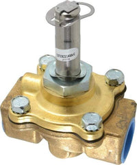 Parker - 3/4" Port, Two Way, Piloted Diaphragm, Brass Solenoid Valve - Normally Closed, 150 Max PSI, NBR Seal - Apex Tool & Supply