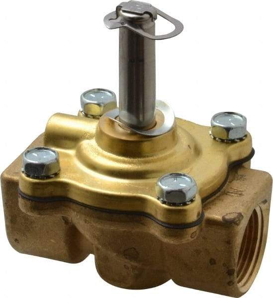 Parker - 3/4" Port, Two Way, Piloted Diaphragm, Brass Solenoid Valve - Normally Closed, 125 Max PSI, NBR Seal - Apex Tool & Supply