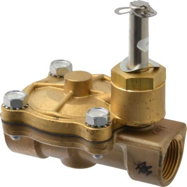 Parker - 3/4" Port, Two Way, Piloted Diaphragm, Brass Solenoid Valve - Normally Closed, 250 Max PSI, NBR Seal - Apex Tool & Supply