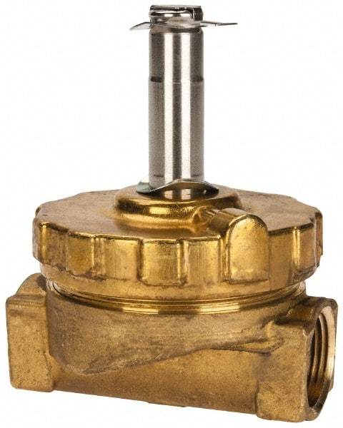 Parker - 3/4" Port, Two Way, Piloted Diaphragm, Brass Solenoid Valve - Normally Closed, 300 Max PSI, NBR Seal - Apex Tool & Supply