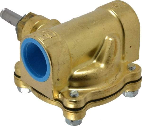 Parker - 1" Port, Two Way, Piloted Diaphragm, Brass Solenoid Valve - Normally Closed, 125 Max PSI, NBR Seal - Apex Tool & Supply
