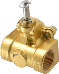 Parker - 1-1/4" Port, Two Way, Piloted Diaphragm, Brass Solenoid Valve - Normally Closed, 150 Max PSI, NBR Seal - Apex Tool & Supply