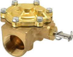 Parker - 1-1/2" Port, Two Way, Piloted Diaphragm, Brass Solenoid Valve - Normally Closed, 150 Max PSI, NBR Seal - Apex Tool & Supply