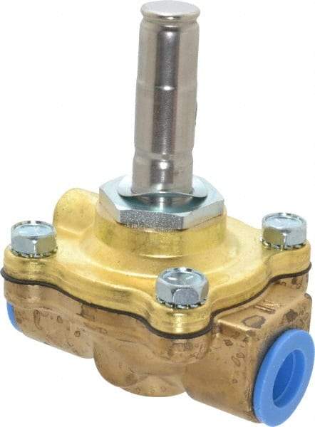 Parker - 3/8" Port, Two Way, Piloted Diaphragm, Brass Solenoid Valve - Normally Open, 150 Max PSI, NBR Seal - Apex Tool & Supply