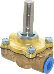 Parker - 3/8" Port, Two Way, Piloted Diaphragm, Brass Solenoid Valve - Normally Open, 150 Max PSI, NBR Seal - Apex Tool & Supply