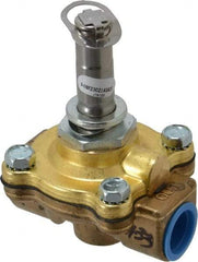 Parker - 1/2" Port, Two Way, Piloted Diaphragm, Brass Solenoid Valve - Normally Open, 150 Max PSI, NBR Seal - Apex Tool & Supply