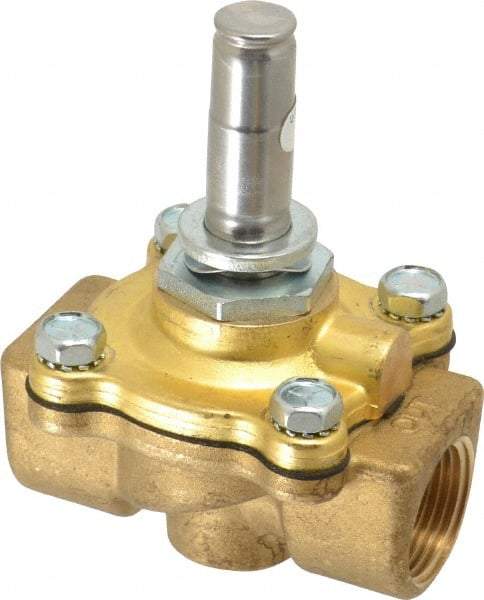 Parker - 3/4" Port, Two Way, Piloted Diaphragm, Brass Solenoid Valve - Normally Open, 150 Max PSI, NBR Seal - Apex Tool & Supply