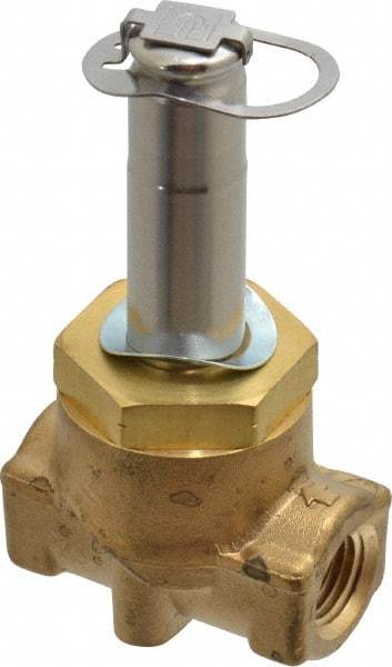 Parker - 1/4" Port, Two Way, Piloted Diaphragm, Brass Solenoid Valve - Normally Closed, 275 Max PSI, NBR Seal - Apex Tool & Supply