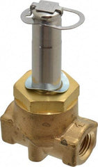 Parker - 1/4" Port, Two Way, Piloted Diaphragm, Brass Solenoid Valve - Normally Closed, 275 Max PSI, NBR Seal - Apex Tool & Supply