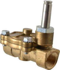 Parker - 3/4" Port, Two Way, Piloted Diaphragm, Brass Solenoid Valve - Normally Closed, 125 Max PSI, NBR Seal - Apex Tool & Supply