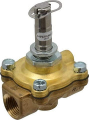 Parker - 1/2" Port, Two Way, Piloted Diaphragm, Brass Solenoid Valve - Normally Open, 125 Max PSI, NBR Seal - Apex Tool & Supply