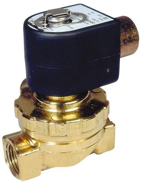 Parker - 3/4" Port, Two Way, Piloted Diaphragm, Brass Solenoid Valve - Normally Closed, 50 Max PSI, EPDM Seal - Apex Tool & Supply