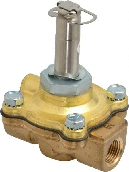 Parker - 3/8" Port, Two Way, Piloted Diaphragm, Brass Solenoid Valve - Normally Closed, 50 Max PSI, EPDM Seal - Apex Tool & Supply