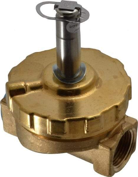 Parker - 3/4" Port, Two Way, Piloted Diaphragm, Brass Solenoid Valve - Normally Closed, 125 Max PSI, PTFE Seal - Apex Tool & Supply