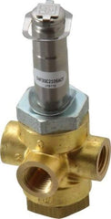 Parker - 1/4" Port, Three Way, Direct Acting, Brass Solenoid Valve - Normally Closed, 150 Max PSI, NBR Seal - Apex Tool & Supply