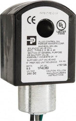 Parker - 24 Volt, 18 Coil Lead Length, Class F, Solenoid Coil - 9.5 Watt, NEMA 4X Enclosure, Use with Parker Skinner Gold Ring Series Valves - Apex Tool & Supply