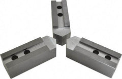 H & R Manufacturing - 1.5mm x 60° Serrated Attachment, Square Soft Lathe Chuck Jaw - 3 Jaws, Steel, 1.69" Btw Mount Hole Ctrs, 7-1/2" Long x 2-1/2" Wide x 2-1/2" High, 0.866" Groove, 20mm Fastener - Apex Tool & Supply