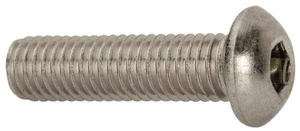 Value Collection - M8x1.25 Metric Coarse Hex Socket Drive, Button Screw - Grade 18-8 Stainless Steel, Partially Threaded, 30mm Length Under Head - Apex Tool & Supply