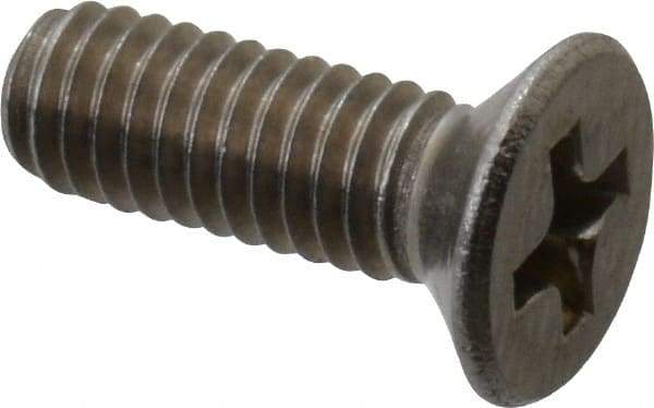 Value Collection - M4x0.70 Metric Coarse, 12mm OAL Phillips Drive Machine Screw - Flat Head, Grade 18-8 Stainless Steel, Uncoated, Without Washer - Apex Tool & Supply