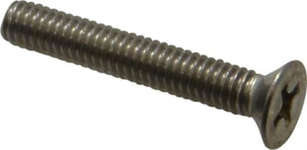 Value Collection - M4x0.70 Metric Coarse, 25mm OAL Phillips Drive Machine Screw - Flat Head, Grade 18-8 Stainless Steel, Uncoated, Without Washer - Apex Tool & Supply