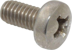 Value Collection - M4x0.70 Metric Coarse, 8mm Length Under Head Phillips Drive Machine Screw - Pan Head, Grade 18-8 Stainless Steel, Uncoated, Without Washer - Apex Tool & Supply
