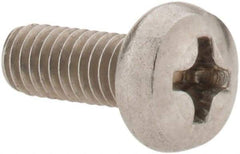 Value Collection - M4x0.70 Metric Coarse, 10mm Length Under Head Phillips Drive Machine Screw - Pan Head, Grade 18-8 Stainless Steel, Uncoated, Without Washer - Apex Tool & Supply