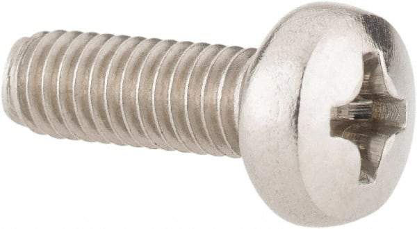 Value Collection - M4x0.70 Metric Coarse, 12mm Length Under Head Phillips Drive Machine Screw - Pan Head, Grade 18-8 Stainless Steel, Uncoated, Without Washer - Apex Tool & Supply