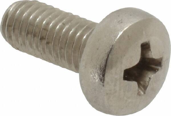 Value Collection - M5x0.80 Metric Coarse, 12mm Length Under Head Phillips Drive Machine Screw - Pan Head, Grade 18-8 Stainless Steel, Uncoated, Without Washer - Apex Tool & Supply