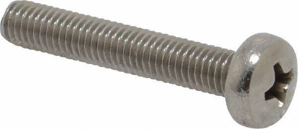 Value Collection - M5x0.80 Metric Coarse, 30mm Length Under Head Phillips Drive Machine Screw - Pan Head, Grade 18-8 Stainless Steel, Uncoated, Without Washer - Apex Tool & Supply
