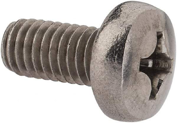 Value Collection - M6x1.00 Metric Coarse, 12mm Length Under Head Phillips Drive Machine Screw - Pan Head, Grade 18-8 Stainless Steel, Uncoated, Without Washer - Apex Tool & Supply