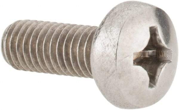 Value Collection - M6x1.00 Metric Coarse, 16mm Length Under Head Phillips Drive Machine Screw - Pan Head, Grade 18-8 Stainless Steel, Uncoated, Without Washer - Apex Tool & Supply
