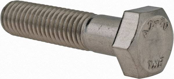 Value Collection - M8x1.25mm Metric Coarse, 35mm Length Under Head Hex Head Cap Screw - Partially Threaded, Grade 18-8 & Austenitic A2 Stainless Steel, 13mm Hex - Apex Tool & Supply