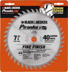 DeWALT - 7-1/4" Diam, 40 Tooth Wet & Dry Cut Saw Blade - Carbide-Tipped, Standard Round Arbor - Apex Tool & Supply