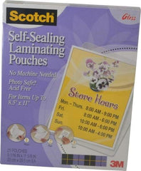 3M - Letter Size, Gloss Finish Plastic Pouch - 9-1/16 Inch Wide x 11-5/8 Inch High - Apex Tool & Supply