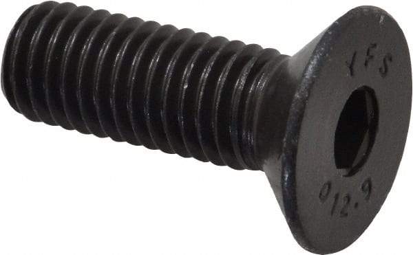 Value Collection - M10x1.50 Metric Coarse Hex Socket Drive, 90° Flat Screw - Grade 12.9 Alloy Steel, Black Oxide Finish, Fully Threaded, 30mm OAL - Apex Tool & Supply