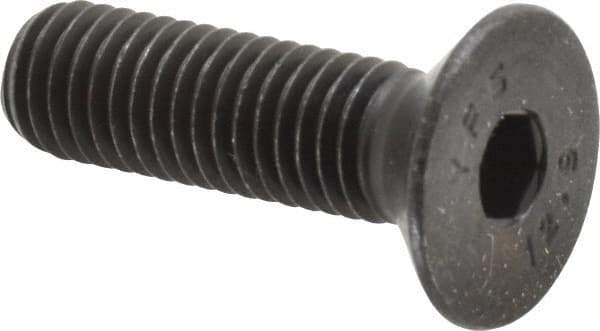 Value Collection - M10x1.50 Metric Coarse Hex Socket Drive, 90° Flat Screw - Grade 12.9 Alloy Steel, Black Oxide Finish, Fully Threaded, 35mm OAL - Apex Tool & Supply