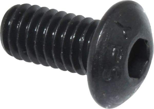 Value Collection - M4x0.70 Metric Coarse Hex Socket Drive, Button Screw - Grade 12.9 Alloy Steel, Black Oxide Finish, Fully Threaded, 8mm Length Under Head - Apex Tool & Supply