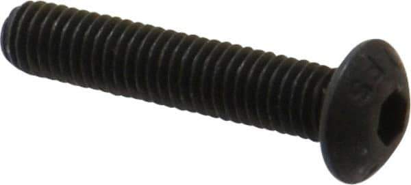 Value Collection - M5x0.80 Metric Coarse Hex Socket Drive, Button Screw - Grade 12.9 Alloy Steel, Black Oxide Finish, Fully Threaded, 25mm Length Under Head - Apex Tool & Supply