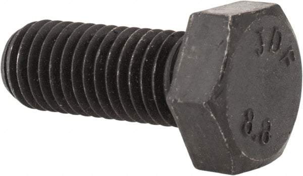 Value Collection - M12x1.75mm Metric Coarse, 30mm Length Under Head Hex Head Cap Screw - Fully Threaded, Grade 8.8 Steel, Uncoated, 19mm Hex - Apex Tool & Supply