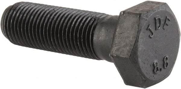Value Collection - M12x1.25mm Metric Fine, 40mm Length Under Head Hex Head Cap Screw - Partially Threaded, Grade 8.8 Steel, Uncoated, 19mm Hex - Apex Tool & Supply