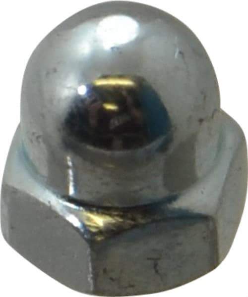 Value Collection - M4x0.7 7mm Width Across Flats, Zinc Plated, Steel Acorn Nut - 8mm Overall Height, Grade 2, DIN 1587 - Apex Tool & Supply