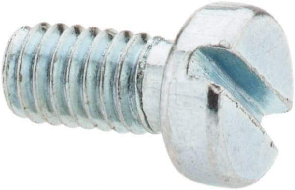Value Collection - M4x0.70, 8mm Length Under Head Slotted Drive Machine Screw - Cheese Head, Grade 4.8 Steel, Zinc-Plated Finish, Without Washer - Apex Tool & Supply