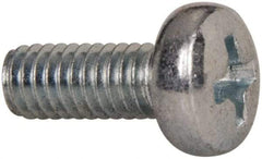 Value Collection - M4x0.70, 10mm Length Under Head Phillips Drive Machine Screw - Pan Head, Grade 4.8 Steel, Zinc-Plated Finish, Without Washer - Apex Tool & Supply