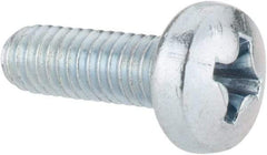 Value Collection - M4x0.70, 12mm Length Under Head Phillips Drive Machine Screw - Pan Head, Grade 4.8 Steel, Zinc-Plated Finish, Without Washer - Apex Tool & Supply