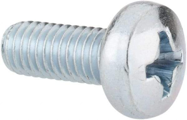 Value Collection - M5x0.80, 12mm Length Under Head Phillips Drive Machine Screw - Pan Head, Grade 4.8 Steel, Zinc-Plated Finish, Without Washer - Apex Tool & Supply
