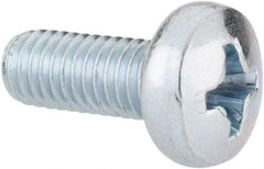 Value Collection - M5x0.80, 12mm Length Under Head Phillips Drive Machine Screw - Pan Head, Grade 4.8 Steel, Zinc-Plated Finish, Without Washer - Apex Tool & Supply
