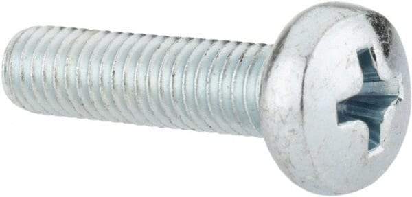 Value Collection - M5x0.80, 20mm Length Under Head Phillips Drive Machine Screw - Pan Head, Grade 4.8 Steel, Zinc-Plated Finish, Without Washer - Apex Tool & Supply