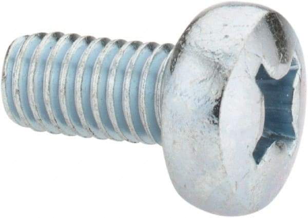 Value Collection - M6x1.00, 12mm Length Under Head Phillips Drive Machine Screw - Pan Head, Grade 4.8 Steel, Zinc-Plated Finish, Without Washer - Apex Tool & Supply